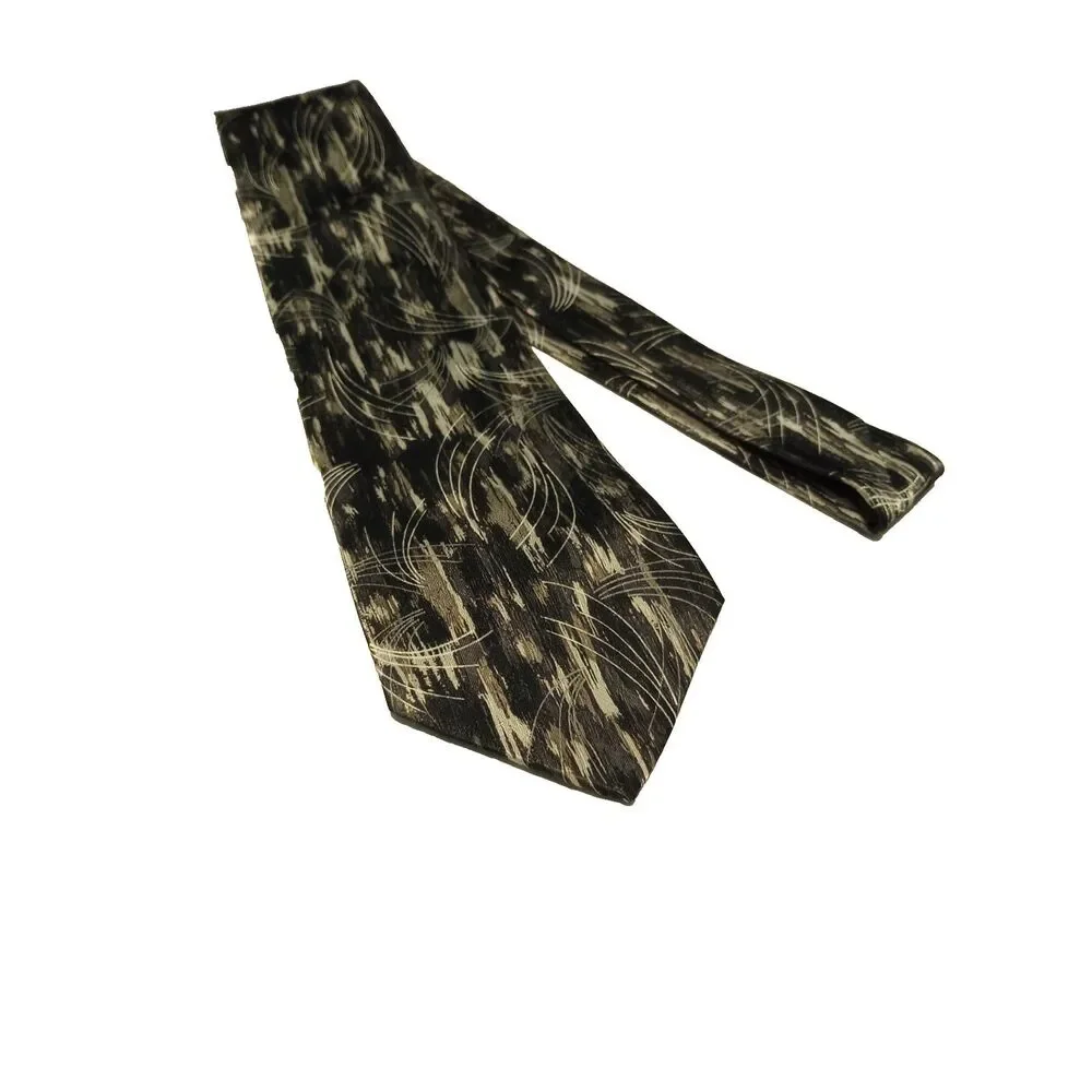 Don Loper Beverly Hills 100% Polyester Men's Neck Tie 59 inche Black Sliver Gray